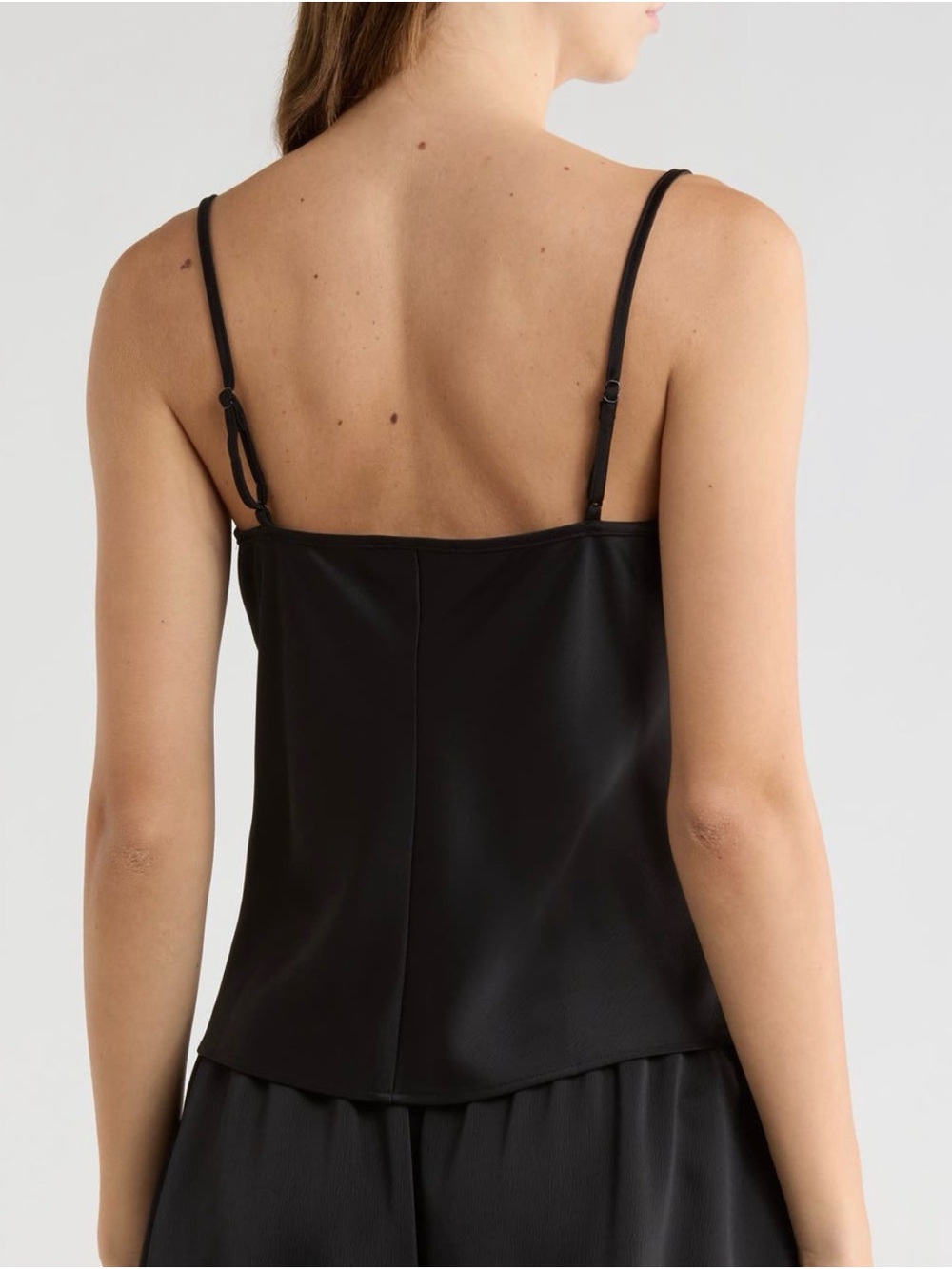 Wayf Black Satin Cami with Lace Trim - Picture 2 of 5